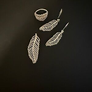Silver Leaf Jewelry Set